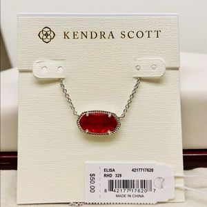 Kendra Scott Elisa Ruby Red Necklace in Silver color